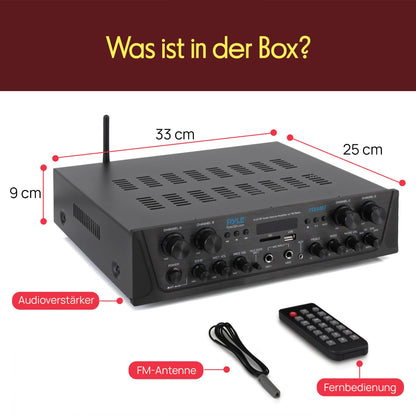 Pyle 500W Bluetooth Verstärker 4-Kanal Stereo Receiver mit FM-Radio