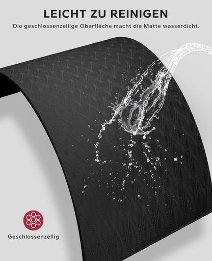 HAPBEAR Yogamatte XXL rutschfeste Fitnessmatte - TPE Schwarz