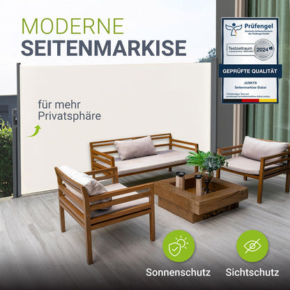 Juskys Seitenmarkise Dubai 160x300 cm Sichtschutz – Beige