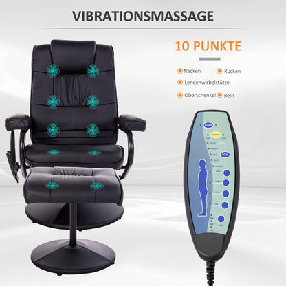 HOMCOM Relaxsessel Hocker – TV-Sessel, Massage, drehbar, Schwarz