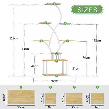 BACEKOLL Pflanzenregal mit Wachstumslicht 8 Ebenen 158cm - Weiss