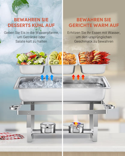 Wilprep Chafing Dish Warmhaltebehälter – 2er Set, 9L, 3x1/3 GN