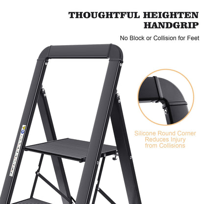 KINGRACK Stufenleiter 5 Stufen klappbar, Aluminium, 150 kg, Schwarz