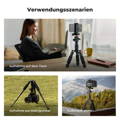 K&F CONCEPT Mini Stativ S225A1+BH-25, Tischstativ mit 360° Kugelkopf