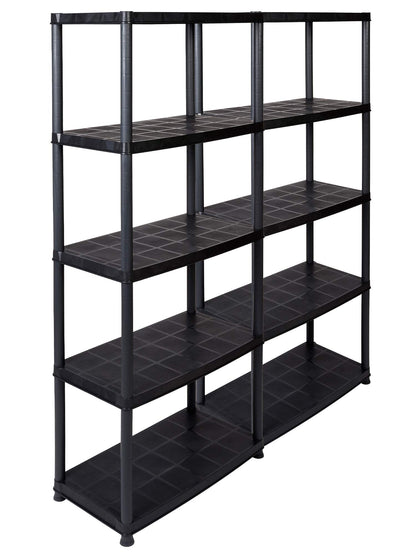 Kreher Spar-Set 2x Kunststoffregal Kellerregal Schwarz – 150 kg: Schwarzes, rechteckiges Kunststoffregal für Kellerlagerung.