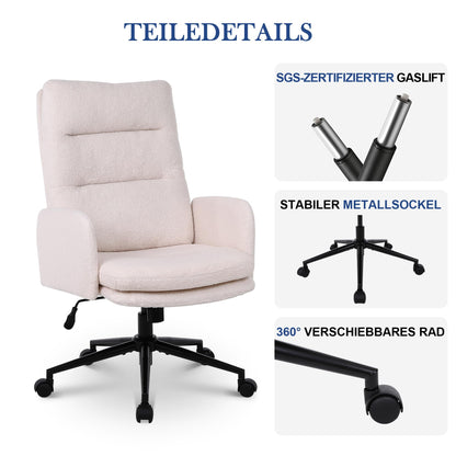 Nusetx Schreibtischstuhl Drehstuhl Höhenverstellbar - Beige