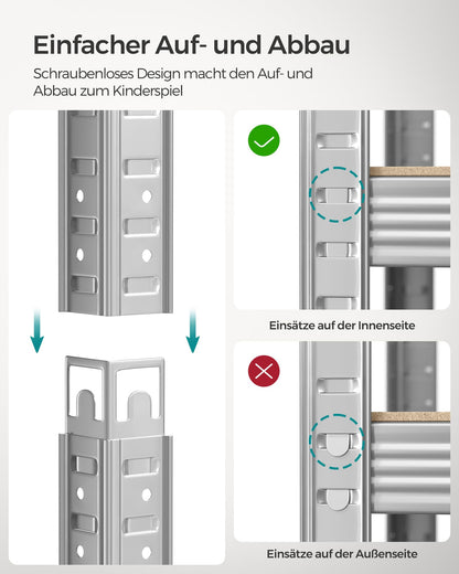 SONGMICS Schwerlastregal GLR060E01, Stahl, 60 x 120 x 200 cm, silbern