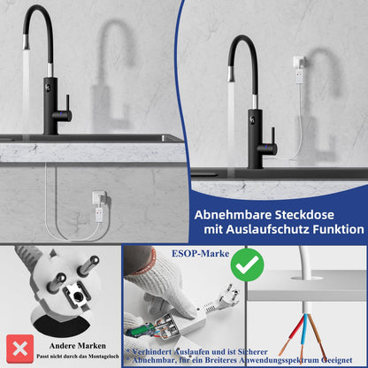 Elektrische Küchenarmatur Durchlauferhitzer – Sofort Heiss Schwarz