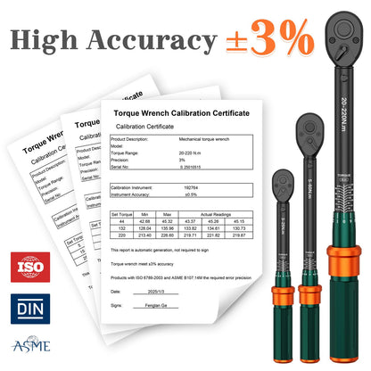 NADOKHI Drehmomentschlüssel Set 3-tlg - 1/4" 3/8" 1/2" Zoll