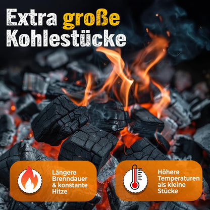 Brennholz-Moser Grillkohle aus Buchenholz, 2 x 9 kg, Körnung 30-130 mm
