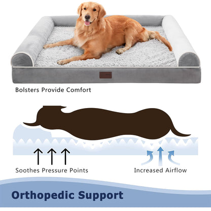 WESTERN HOME Orthopädisches Hundebett, wasserdicht, Grau, 106x76x19 cm