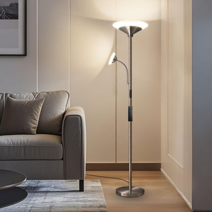 BBHome Stehlampe Deckenfluter LED dimmbar Leselampe - Silber