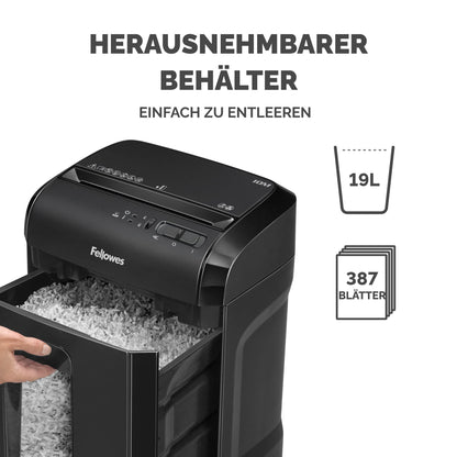 Fellowes Powershred 10M Aktenvernichter P5 Microcut – Schwarz
