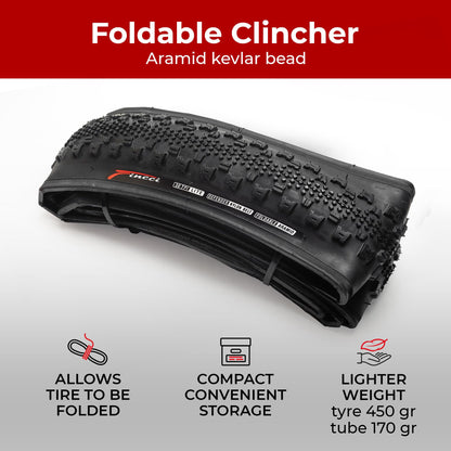 Fincci Fahrradreifen 700x38c Gravel Faltreifen Set mit 2 Schläuchen