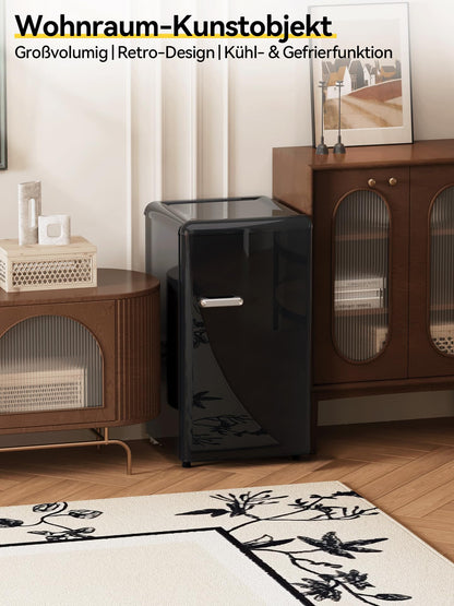 Devoko 75L Retro Kühlschrank mit Gefrierfach Schwarz