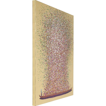 Kare Design Wandbild Touched Flower Boat - Gold/Pink 160x120cm