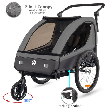 Tiggo VS Kinderanhänger 2in1 Fahrrad Buggy – dunkelgrau