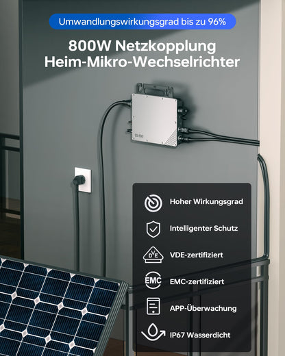 Mikro-Wechselrichter 800W Solar MPPT Netzeinspeiser WiFi