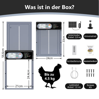 CHAMUTY Solar Hühnerklappe Automatisch - Grau Aluminium