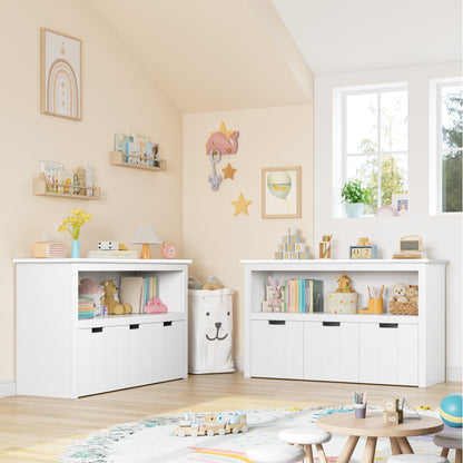 FOREHILL Kinderregal mit Boxen auf Rollen - Spielzeugaufbewahrung Weiss