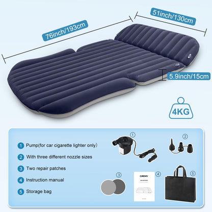 Ciremiv Auto Luftmatratze – dick beflockt mit Pumpe & Kissen