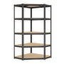 SONGMICS Eckregal GLR080B01, Schwerlastregal aus Metall mit 5 Ebenen in Tintenschwarz-Naturbeige