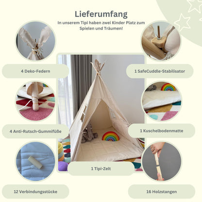 ALRITHO Tipi Zelt für Kinder – Sandburgen Beige