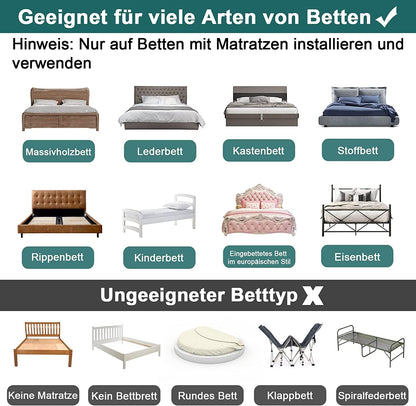 LZQ Bettgitter Rausfallschutz höhenverstellbar 180 cm grau