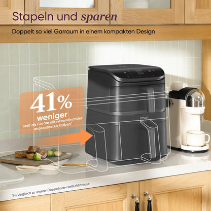 COSORI Turbo Tower Airfryer Heissluftfritteuse 10.8L 2 Kammern