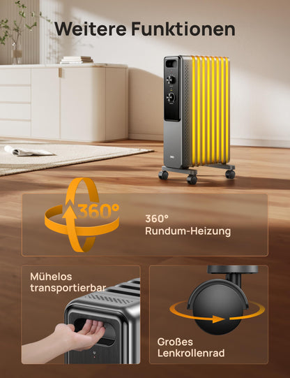DREO Ölradiator DR-HSH033 2000W mit Thermostat, 9 Rippen