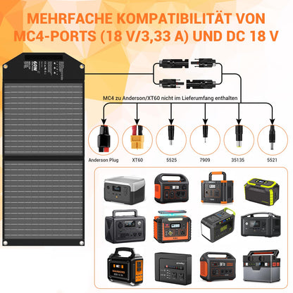 Mesuvida 60W Solarpanel Faltbar Ladegerät – 5 Anschlüsse