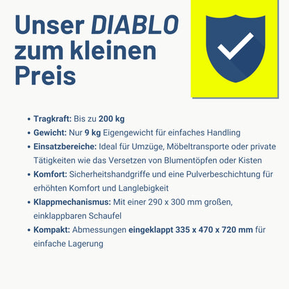 Pallit Diablo-F Sackkarre klappbar 200 kg Luftreifen