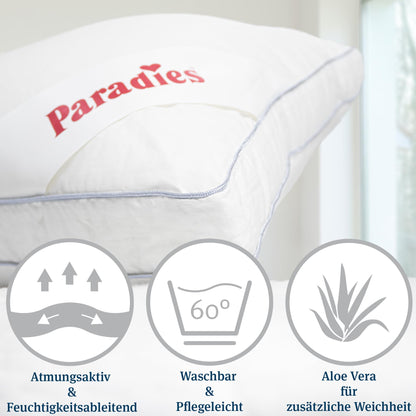 PARADIES Softy Top Bio Kopfkissen vegan fest 40x80 2er Set