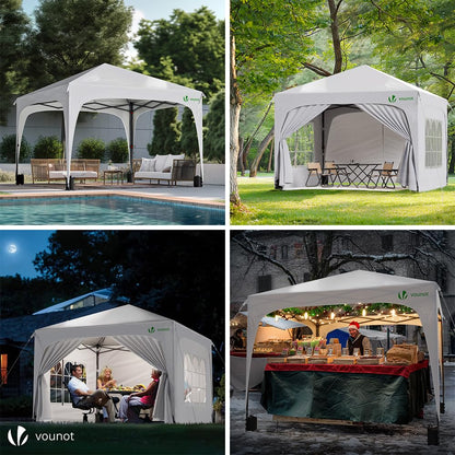 VOUNOT® Pavillon 3x3m Faltpavillon, 4 Seitenteile, Weiss
