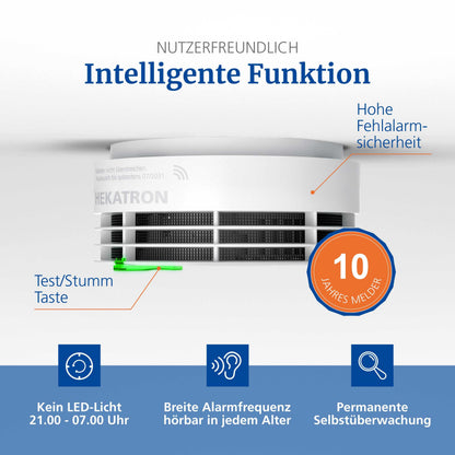 Hekatron Genius Plus X Funkrauchmelder, vernetzbar, 10-Jahre-Batterie