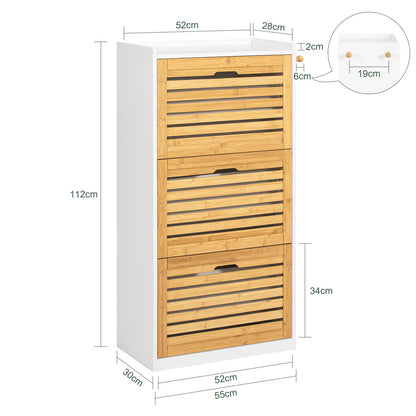 SoBuy FSR108-WN Schuhschrank mit 3 Klappen - Natur