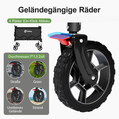 Sekey S4018 XXL Faltbarer Bollerwagen mit Dach – Schwarz für Kinder