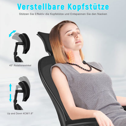 naspaluro Ergonomischer Bürostuhl Drehstuhl - Dunkelschwarz