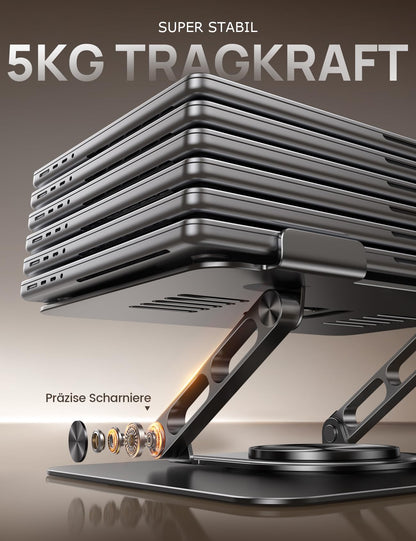 Lamicall Laptopständer 360° drehbar, faltbar, Aluminium, 10-17,3 Zoll