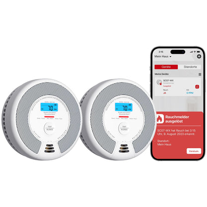 X-Sense SC07-WX WLAN-Rauch- und Kohlenmonoxidmelder, 2er-Set