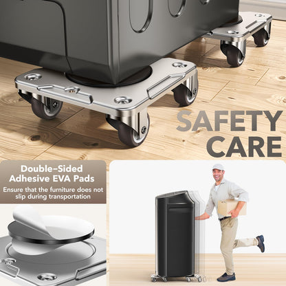 WOUOW Möbeltransportrollen Set 500kg – mit Parkfunktion