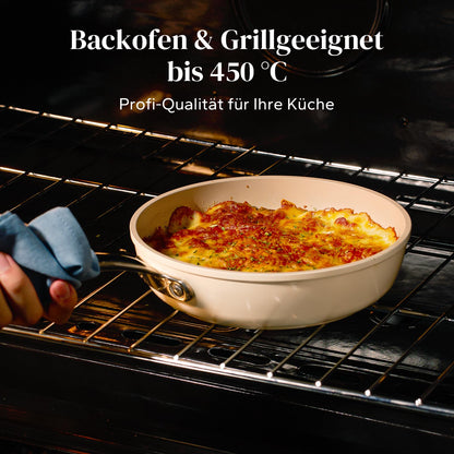 Redchef Bratpfanne 28cm Keramik Antihaft mit Deckel – Beige