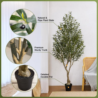 VeriNatural Künstlicher Olivenbaum 210 cm, UV-beständig mit Topf