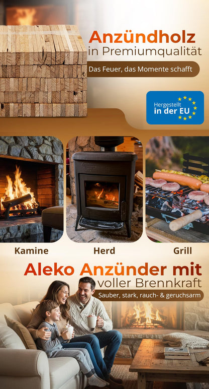 Aleko Parkett Anzündholz Eichenholz 11,5 kg – Kamin- & Grillanzünder