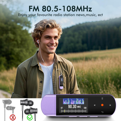 RUIZU X69 MP3 Player mit Bluetooth 5.3, 64 GB, Clip und FM Radio