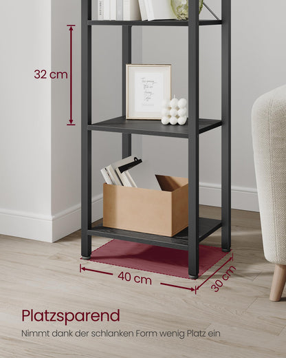 VASAGLE Bücherregal LLS101B56, 6 Ebenen, 30 x 40 x 186 cm, schwarz