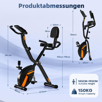 Vanncet Heimtrainer Fahrrad Ergometer - Klappbar Magnetwiderstand