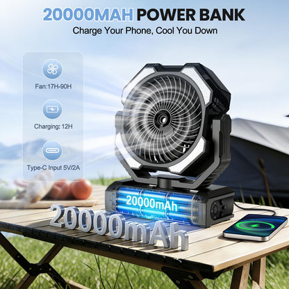 Ateroll Camping Ventilator mit Sprühnebel, 20000 mAh Akku und LED