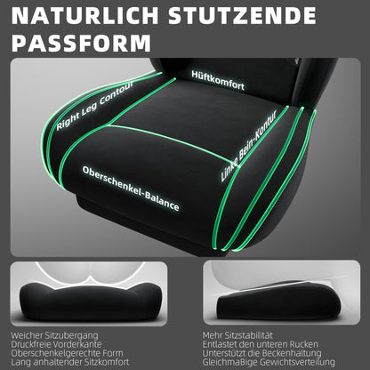 Dowinx Gaming Stuhl ergonomisch mit Fussstütze, hellschwarz