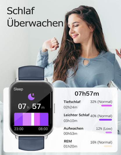 RUIMEN H1 Smartwatch mit Telefonfunktion, 1,85-Zoll-HD-Display